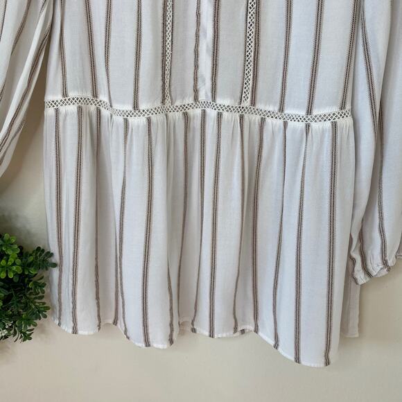 Fever white striped boho peasant blouse - Picture 7 of 9